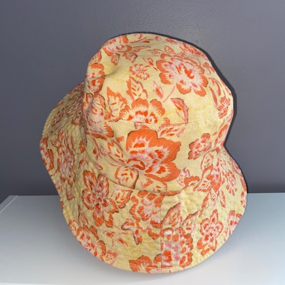 Wrangler x Billabong Orange Yellow Floral Cotton Floppy Bucket Hat Women’s - Picture 5 of 9